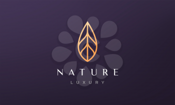 simple gold plant petal logo in luxury and modern style