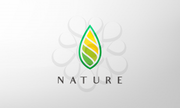 green abstract leaf logo in simple and modern style