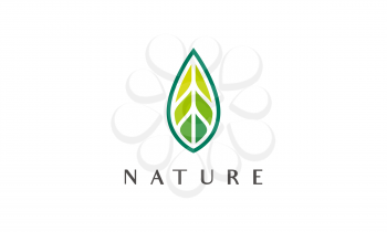 Simple memorable green leaf logo in abstract and modern style