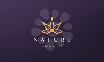 Simple gold flower leaf logo in a luxury and modern style