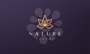 gold flower leaf logo in a luxury and modern style