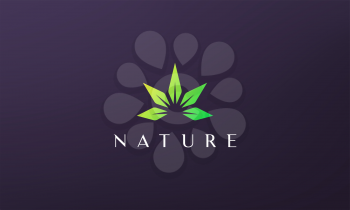 Abstract green marijuana leaf logo in a simple and modern style