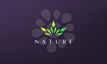 Abstract green leaf plant logo in a simple and modern style