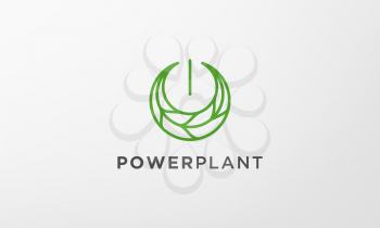 green power leaf plant logo in a modern and minimalist shape