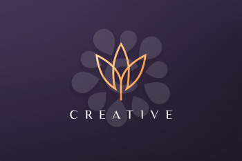 gold leaf luxury flower logo in simple shape with modern style