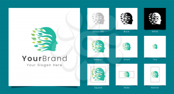 Head and leaf logo idea are perfect for spa, salon, yoga, relaxation, health businesses