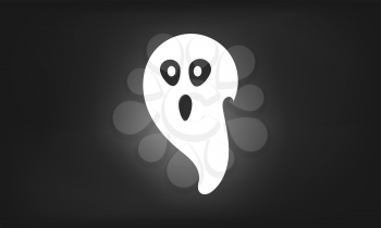 Illustration of ghostly character flying on a dark halloween night