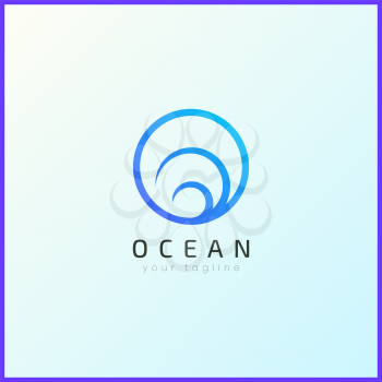 Blue waves in a circle. Simple and modern logo design.