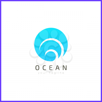 Sea waves logo design with soft gradient color. Simple and modern logo design.