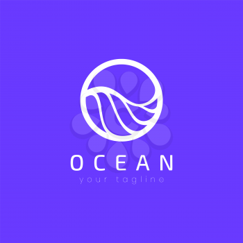 Ocean waves in a circle. Simple and modern logo design.