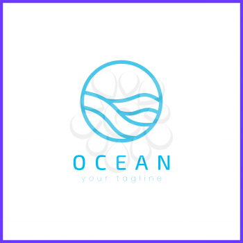 Ocean in a circle. Simple and modern logo design.