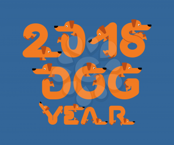 2018 year of dog. Lettering is pet. Letters from home animal. New Year Chinese calendar. Vector illustration
