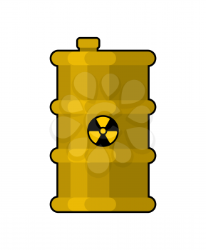Yellow Barrel with poisonous waste. radioactive Canister with acid. toxic Chemical danger of barrel. Environmental pollution. Industrial facility