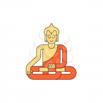 Buddha linear style. Buddhist statue. Meditation and enlightenment.
