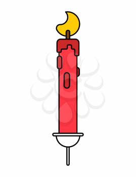 Red Candle isolated. Accessory for birthday cake
