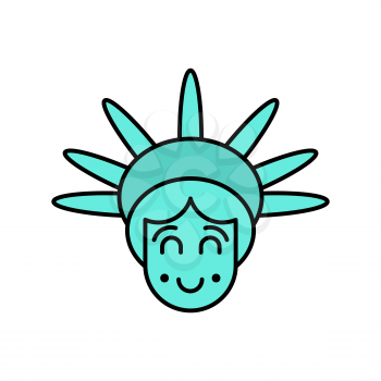 Statue of Liberty face emoji. Sightseeing America. Happy head of sculpture of United States.  lucky Avatar New York. American symbol of freedom.