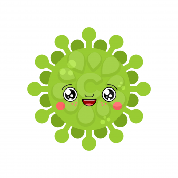 Virus kawaii Cute cartoon. Funny Infection. Sweet microbe Bacterium vector illustration
