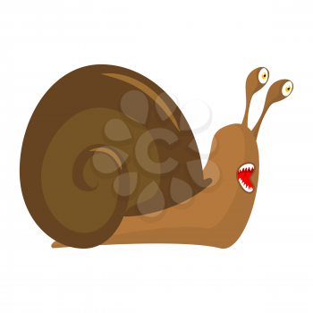 Snail cartoon style isolated. Insect with shell. Gastropod mollusk with spiral shell
