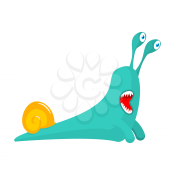 Snail cartoon style isolated. Insect with shell. Gastropod mollusk with spiral shell
