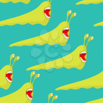 Slug seamless pattern. Monsters Insects pests ornament.
