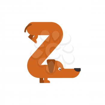 Letter Z is dog. pet font. Dachshund alphabet. Lettering home animal