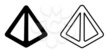 3d triangle pyramid icon vector isolated illustration, black and white version