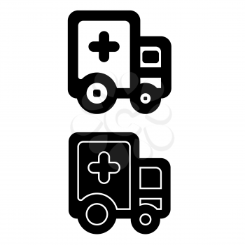 Ambulance icon vector logo, black and white version
