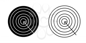 Archery target plate vector icon isolated illustration, black and white version