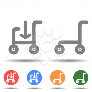 Cart in and out icon vector logo isolated on background