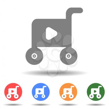 Cart with play button cart icon vector logo isolated on background