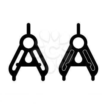 compass measuring tool vector, Ancient dividers icon.