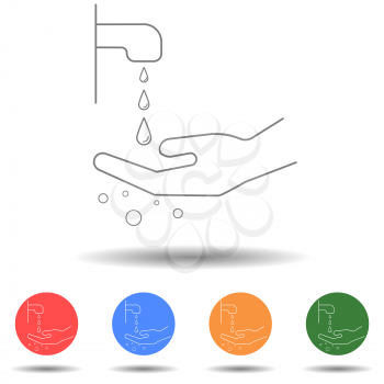 Hand wash with water vector icon isolated background