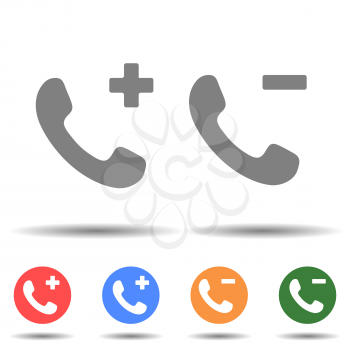 Add or remove call icon vector logo isolated on background