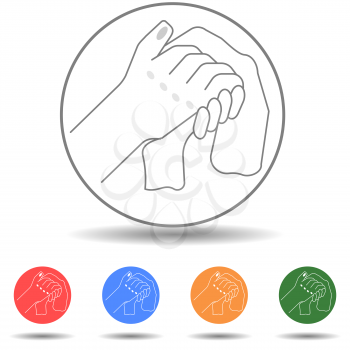 Person wiping and wiping his hands with a paper towel or napkin icon vector