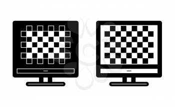 PC monitor linear icon vector, black and white version
