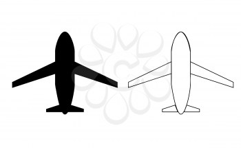 Airplane linear icon vector, black and white version