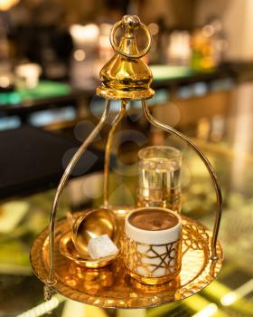 Turkish coffee golden served