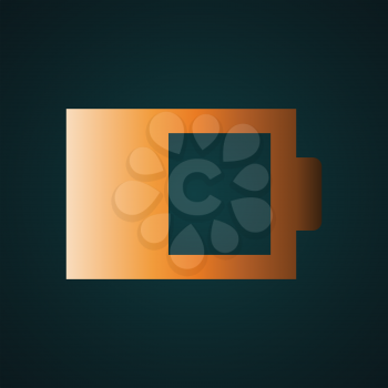 Half battery icon vector logo. Gradient gold concept with dark background