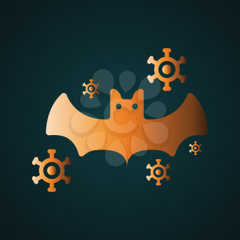 Bat virus icon vector logo isolated on background. Gradient gold concept with dark background