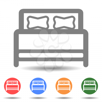 Double bed vector icon in linear style