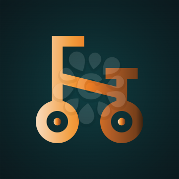 Bike icon vector logo. Gradient gold concept with dark background