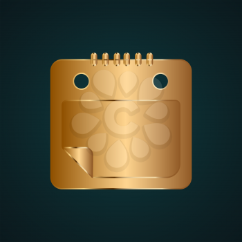 Clipboard icon vector logo. Gradient gold metal with dark background
