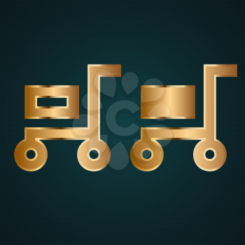 Filled and empty cart icon vector logo. Gradient gold metal with dark background