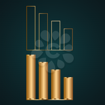 Infographic element diagram vector icon. Gradient gold metal with dark background