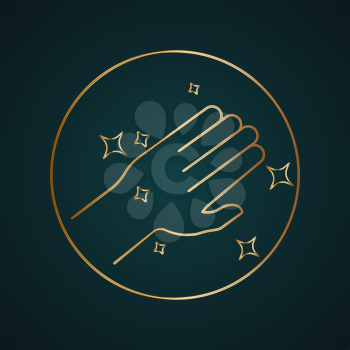 Clean hand vector icon. Gradient gold metal with dark background
