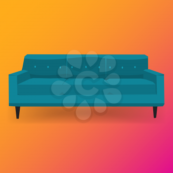 Colorful leather luxury sofa for modern living room reception or lounge vector