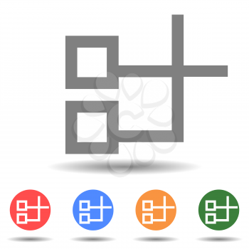 Connecting rectangle network elements vector icon