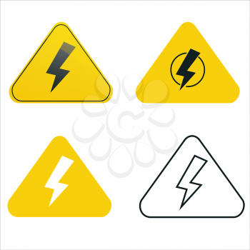 High voltage sign, electricity symbol yellow warning vector