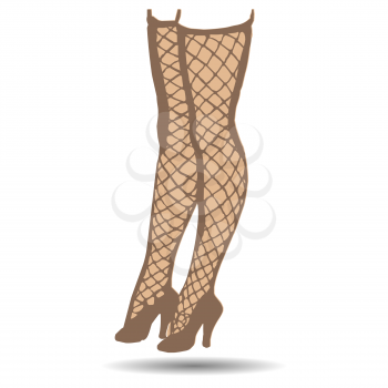 Woman legs with fishnet stockings, lingerie vector illustration