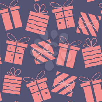Gift box seamless pattern on payne gray background